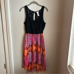 Candies Black Lace Orange and Pink High-low dress
